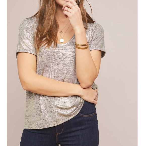 Anthropologie Tops - Anthropologie Sz XL Metallic Shimmer Top EUC